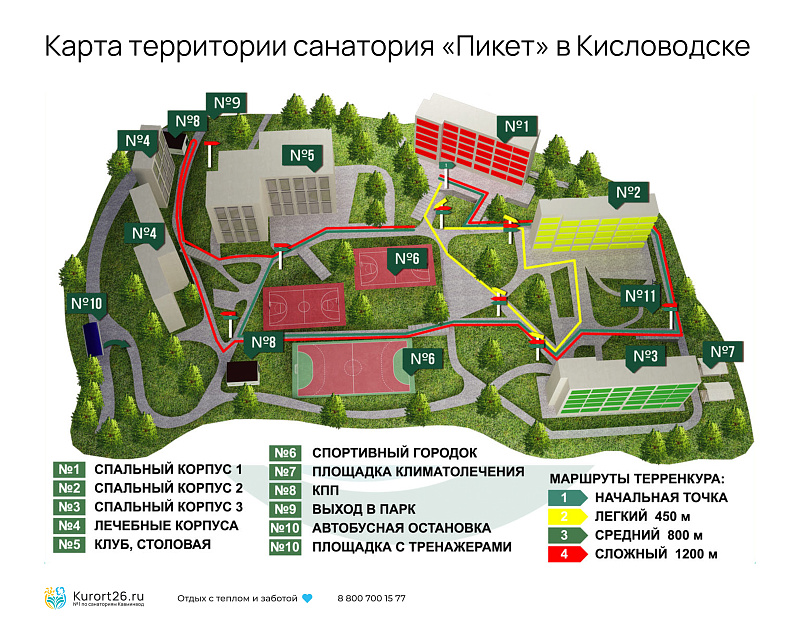 Санаторий «Пикет», Кисловодск. Карта территории